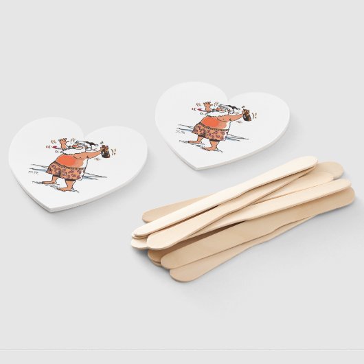 Drunk Santa heart hand fans Handwaaier (Niet-gemonteerd)