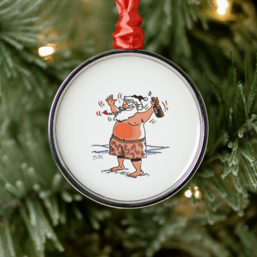 Drunk Santa round premium ornament (Boom)