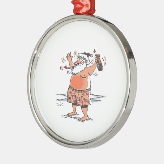 Drunk Santa round premium ornament (Links)