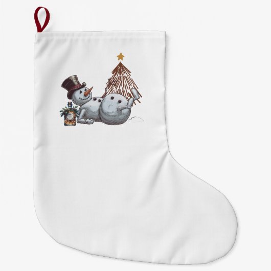 Drunk snowman with a bottle of whiskey. grote kerstsok (Voorkant)