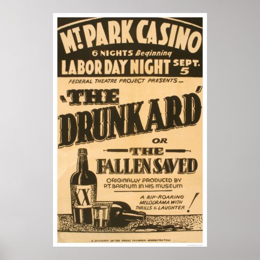 Drunkard Comedy Barnum 1938 WPA Poster (Voorkant)