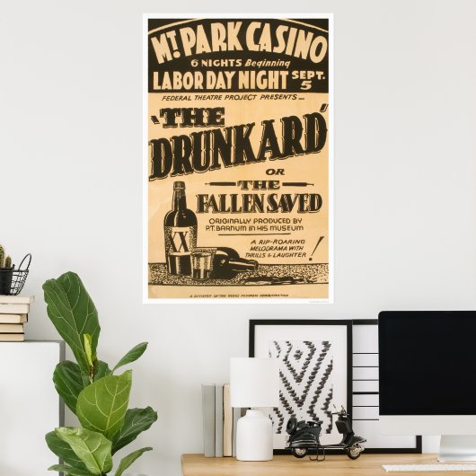 Drunkard Comedy Barnum 1938 WPA Poster (Thuiskantoor)