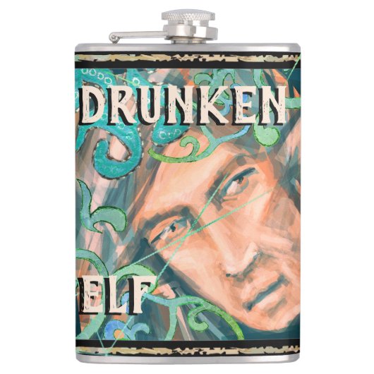 Drunken Green Wood Elf Elvish Brew Heupfles (Voorkant)