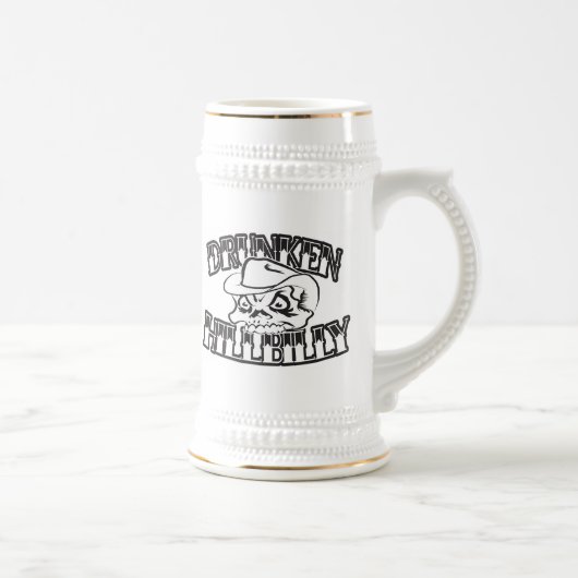 Drunken Hillbilly Skull Design Stein Bierpul (Rechts)
