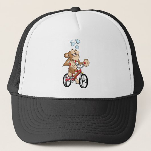 Drunken Monkey Riding Bicycle Trucker Pet (Voorkant)