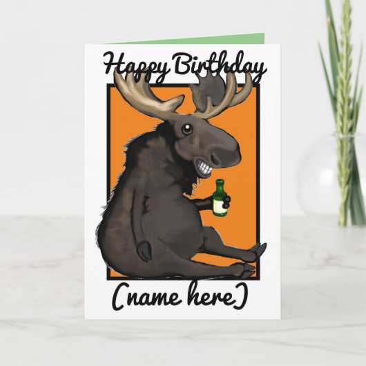 Drunken Moose Cartoon, persoonlijke vaderdag kaart (Voorkant)