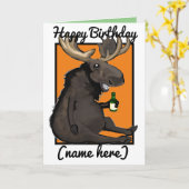 Drunken Moose Cartoon, persoonlijke vaderdag kaart (Gele Bloem)