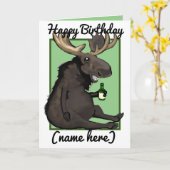 Drunken Moose Cartoon, persoonlijke vaderdag kaart (Gele Bloem)