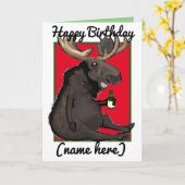 Drunken Moose Cartoon, persoonlijke vaderdag kaart (Gele Bloem)