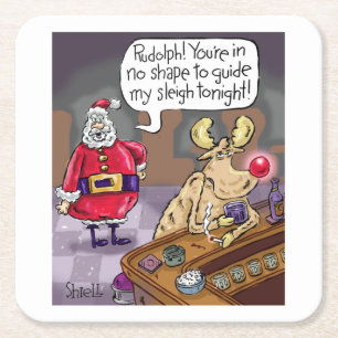Drunken Rudolph the Red Nosed Reindeer Kartonnen Onderzetters