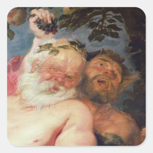 Drunken Silenus Ondersteund door satellieten, c.16 Vierkante Sticker (Voorkant)