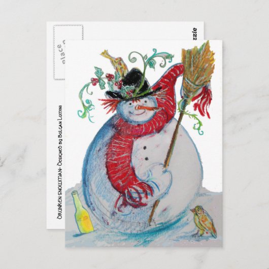 DRUNKEN SNOWMAN BRIEFKAART (Voorkant / Achterkant)