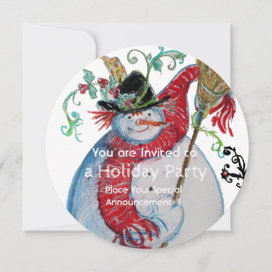 DRUNKEN SNOWMAN MET BIRDS WINTER HOLIDAY PARTY KAART (Achterkant)