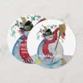 DRUNKEN SNOWMAN MET BIRDS WINTER HOLIDAY PARTY KAART (Voorkant / Achterkant)