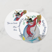 DRUNKEN SNOWMAN MET BIRDS WINTER HOLIDAY PARTY KAART (Voorkant / Achterkant)