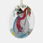DRUNKEN SNOWMAN MET BIRDS WINTER HOLIDAY PARTY KERAMISCH ORNAMENT (Rechts)