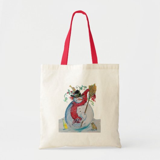 DRUNKEN SNOWMAN MET VOGELwinterseizoen Tote Bag (Voorkant)