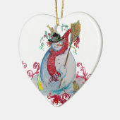 DRUNKEN SNOWMAN MET VORIGE Rood bloedert hart Keramisch Ornament (Links)