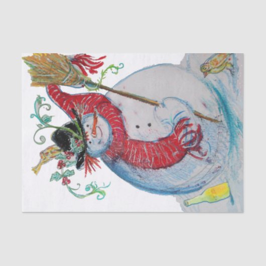 DRUNKEN SNOWMAN TISSUEPAPIER (Voorkant)