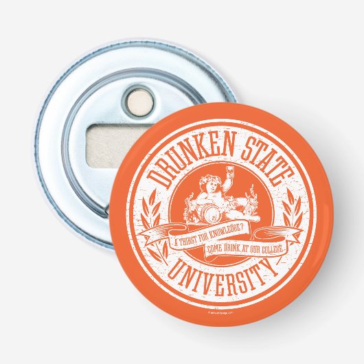 Drunken State Universiteit Button Flesopener (Voorkant)