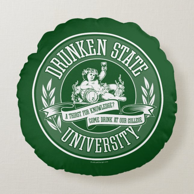 Drunken State University Round Pillow Rond Kussen (Voorkant)