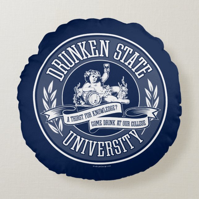 Drunken State University Round Pillow Rond Kussen (Voorkant)