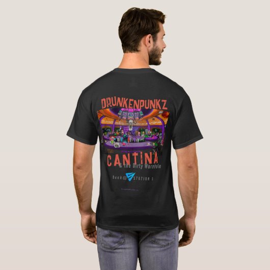 DrunkenPunkz Cantina - Dirty Wormhole - Station 5 T-shirt (Achterkant volledig)