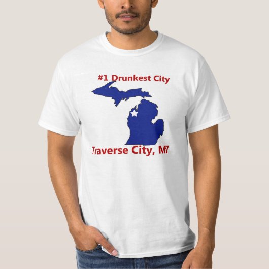 Drunkest City in Michigan Traverse City Mannen TSh T-shirt (Voorkant)