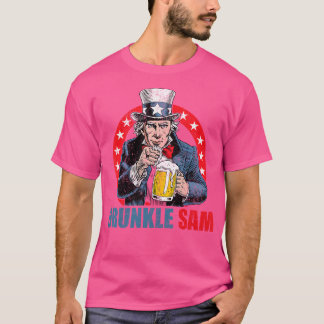 Drunkle Sam Funny 4th of July Uncle Sam USA Beer D T-shirt