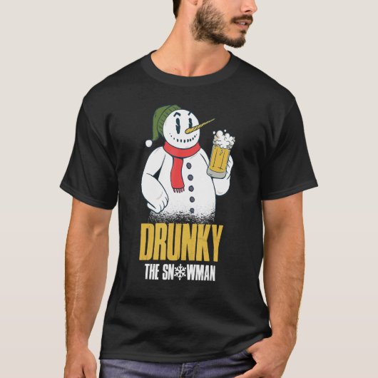 Drunky The Snowman Merry Drunk I'm Christmas  Xmas T-shirt (Voorkant)