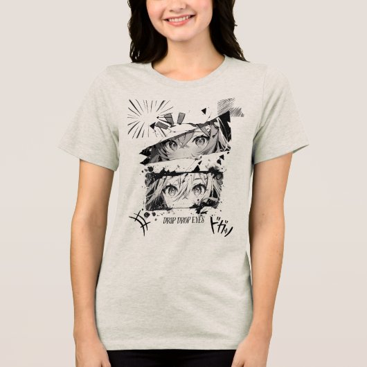 Druppel Drop Ogen, Trippy Gothic Grunge Straatmode Tri-Blend Shirt (Voorkant)