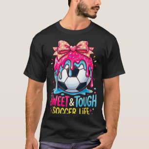 Druppel Voetbal Meisje Meisjes Coquette Strik Voet T-shirt