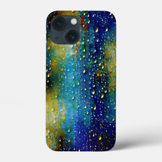 Druppelen Blauw Aqua Gele Regen Droplets Patroon Case-Mate iPhone Case (Achterkant)