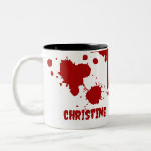 Druppelen Bloed Splatter Gory Horror Tweekleurige Koffiemok (Links)