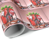 Druppelen chocolade op aardbei cadeaupapier (Rol Hoek)