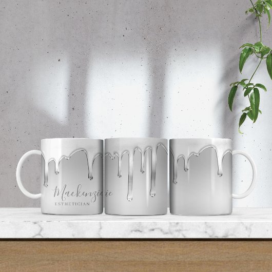 Druppelen Chroom vloeibaar metaal Monogram Koffiemok