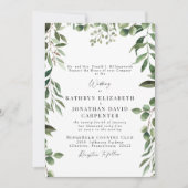 Druppelen Eucalyptus Elegant Wit Bruiloft Kaart (Voorkant)