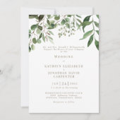 Druppelen Eucalyptus Gouden Tekst Bruiloft uitnodi Kaart (Voorkant)