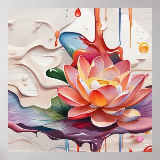 Druppelen Lotus Art Poster (Voorkant)