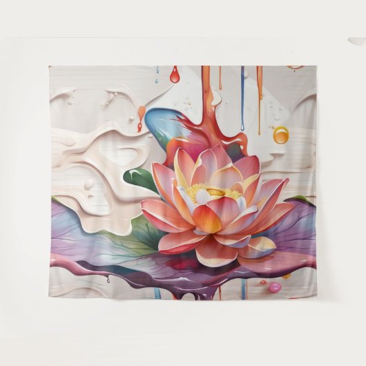 Druppelen Lotus Art Wandkleed (Voorkant (horizontaal))