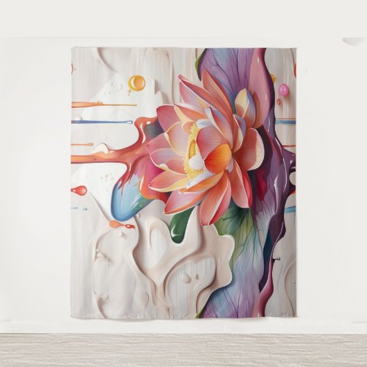 Druppelen Lotus Art Wandkleed (Voorkant)