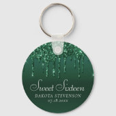 Druppelen Luxe Glitter | Mint Blauwgroen gietdouch Sleutelhanger (Voorkant)