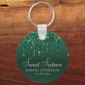Druppelen Luxe Glitter | Mint Blauwgroen gietdouch Sleutelhanger (Voorkant)