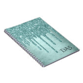 Druppelen Luxe Glitter | Mint Blauwgroen Pour Mono Notitieboek (Rechterzijde)