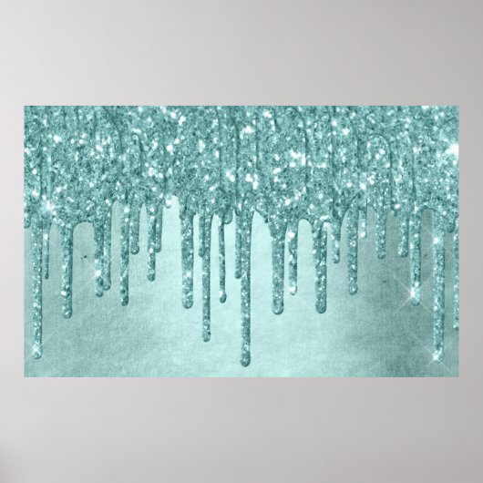Druppelen Luxe Glitter | Munt Blauwgroen smelten P Poster (Voorkant)