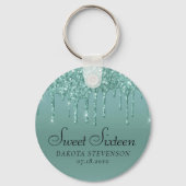 Druppelen Luxe Glitter | Munt Blauwgroen Zoet Zest Sleutelhanger (Voorkant)