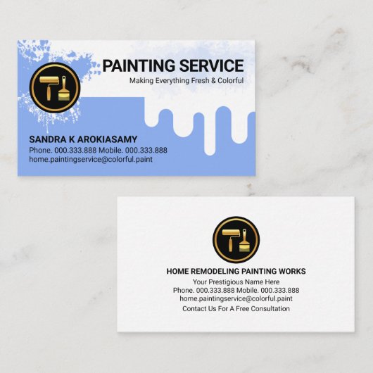 Druppelen natte verf Home Schilderen Visitekaartje (Voorkant / Achterkant)