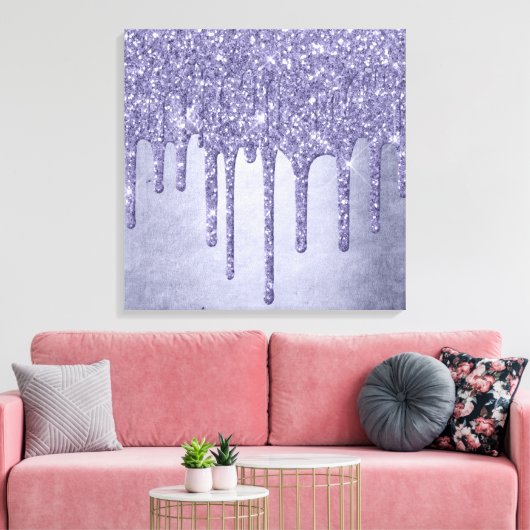 Druppelen Paarse Glitter | Chique Lavendel Icing P Canvas Afdruk (Insitu (Woonkamer))