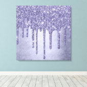 Druppelen Paarse Glitter | Chique Lavendel Icing P Canvas Afdruk (Insitu (Houten vloer))