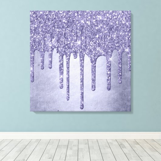 Druppelen Paarse Glitter | Chique Lavendel Icing P Canvas Afdruk (Insitu (Houten vloer))
